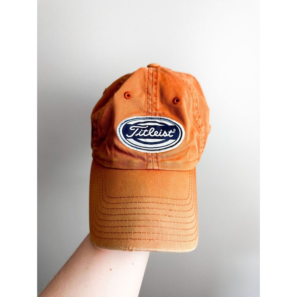 Titleist Mens Golf Baseball Cap Dad Hat Orange Adjustable